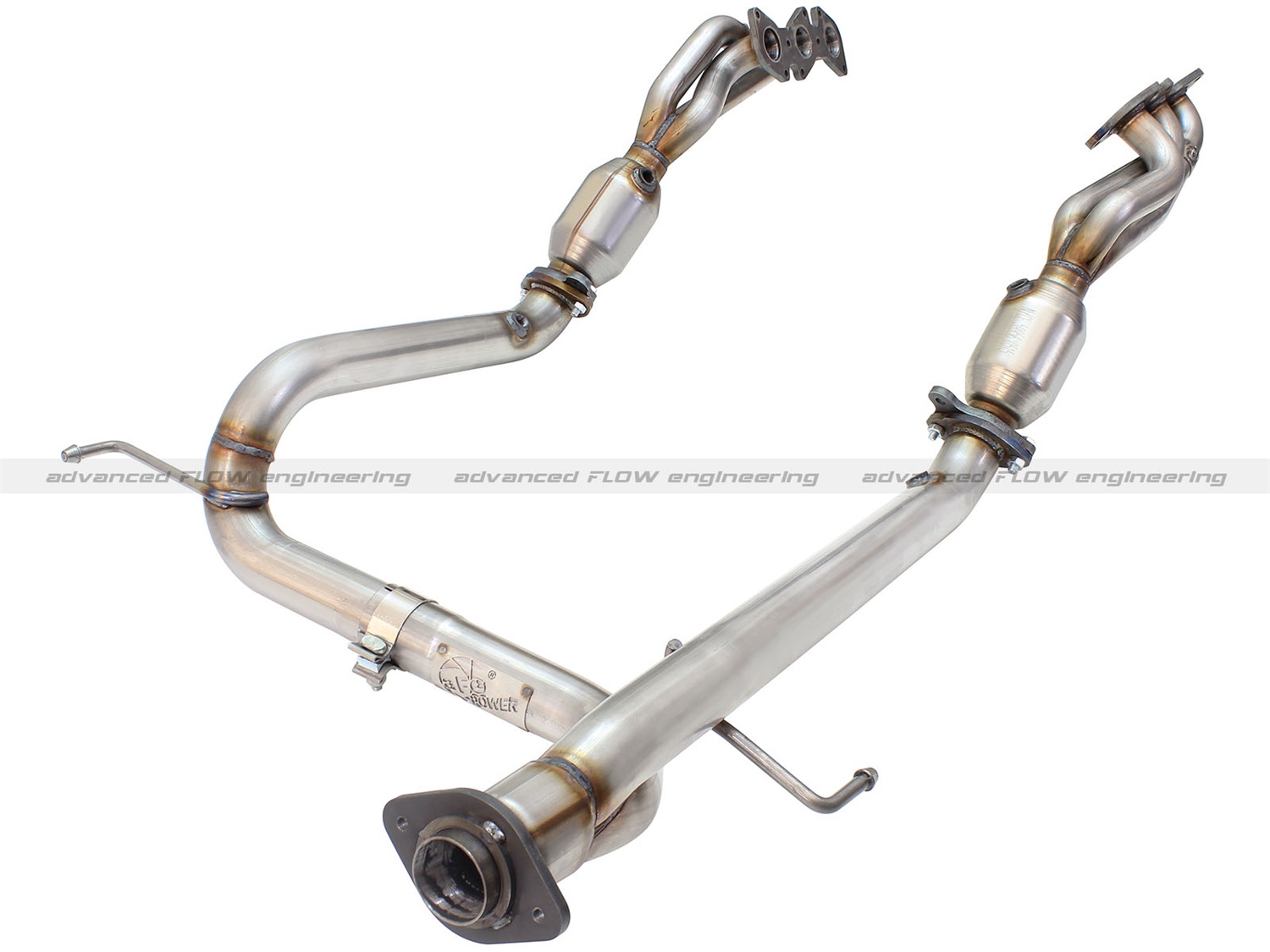 aFe Power 48-46001-YC Twisted Steel Header/Y-Pipe Fits 05-11 Tacoma Twisted Steel Header/Y-Pipe; 1 5/8 in. SS Header; Incl. 3 in. SS Y-Pipe; Dual Catalytic Converters;