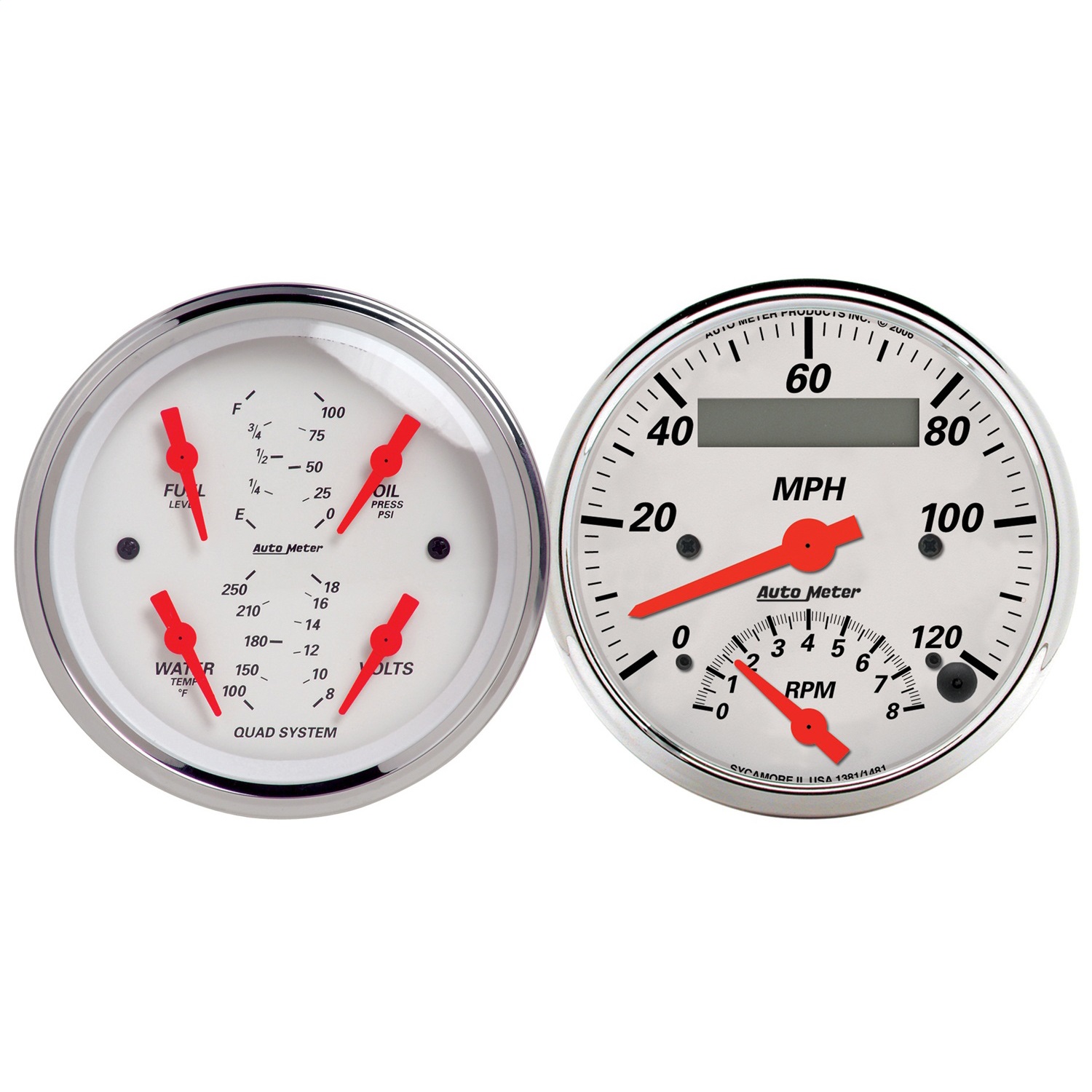 Auto Meter Auto Meter 1309 Arctic White; Quad Gauge/Tach/Speedo Kit