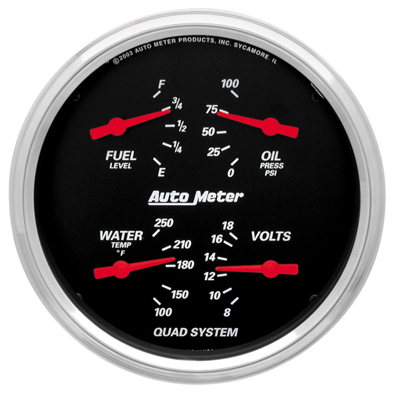 Auto Meter Auto Meter 1410 Designer Black; Quad Gauge