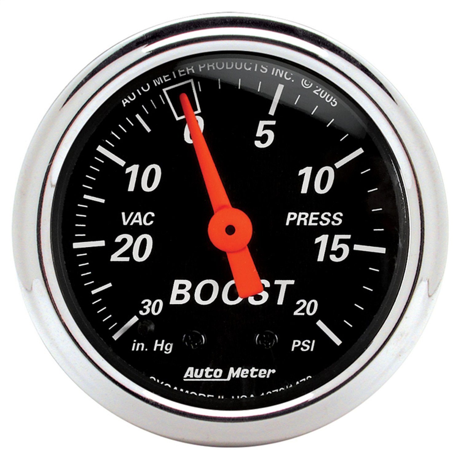 Auto Meter Auto Meter 1471 Designer Black; Mechanical Boost/Vacuum Gauge