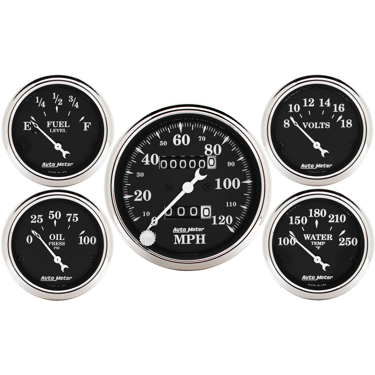 Auto Meter Auto Meter 1708 Old Tyme Black; Street Rod Kit