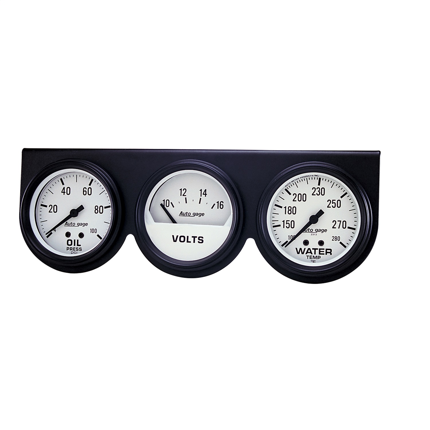 Auto Meter Auto Meter 2328 Autogage; Mechanical White Oil/Volt/Water; Black Console