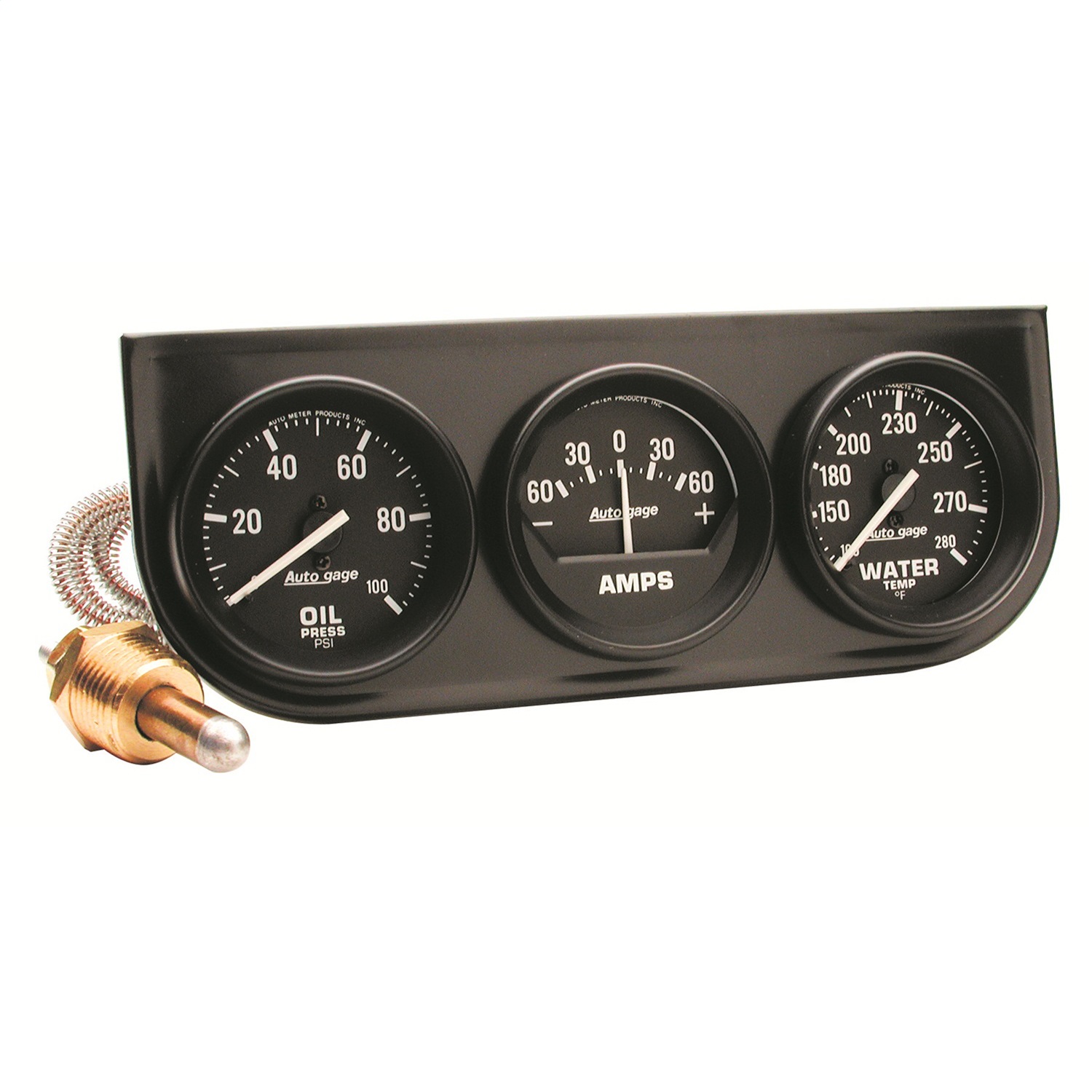 Auto Meter Auto Meter 2393 Autogage; Oil/Amp/Water; Black Steel Console