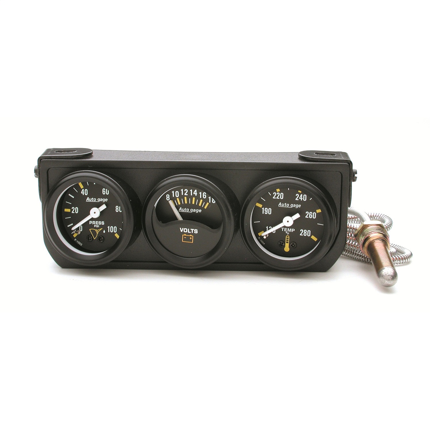 Auto Meter Auto Meter 2396 Autogage; Mechanical Mini Oil/Volt/Water; Black Console