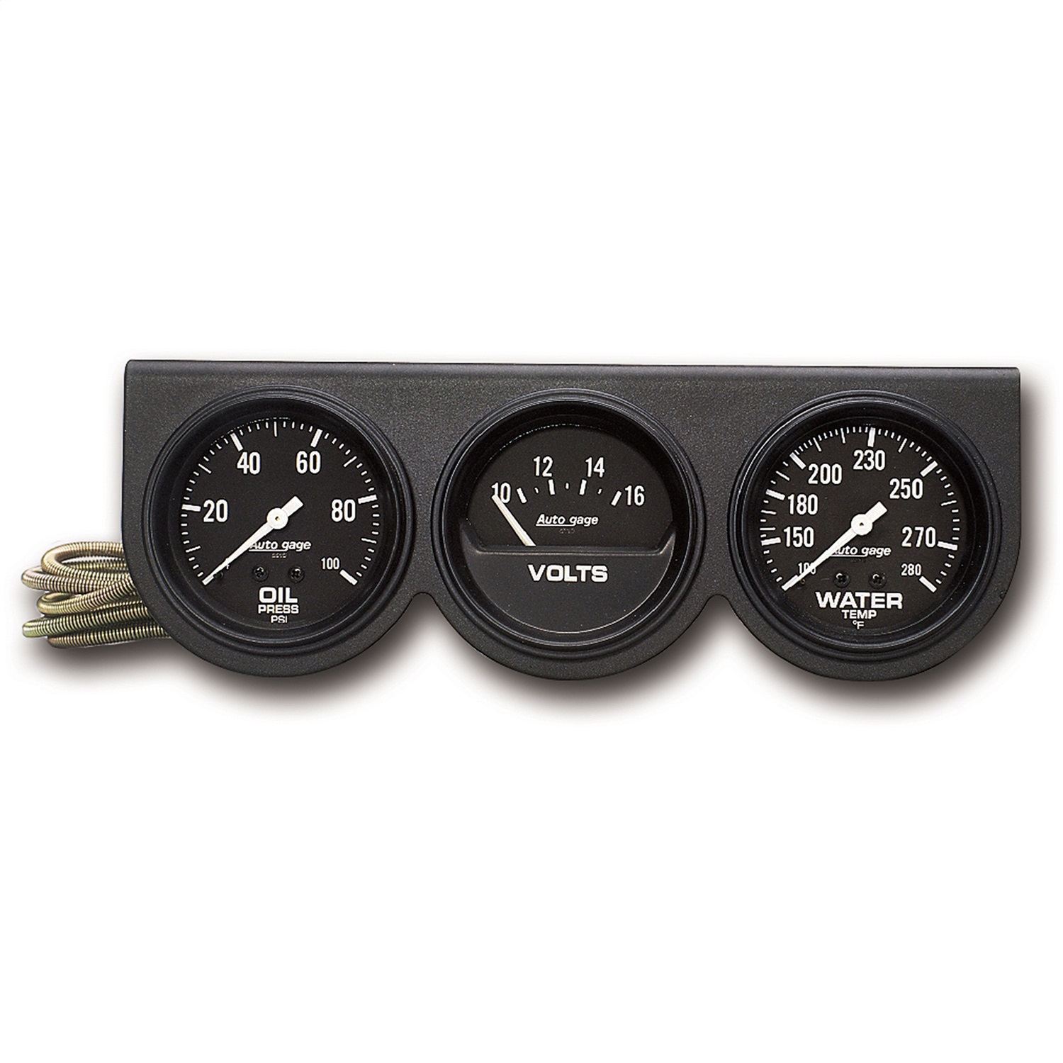 Auto Meter Auto Meter 2398 Autogage; Black Oil/Volt/Water; Black Console