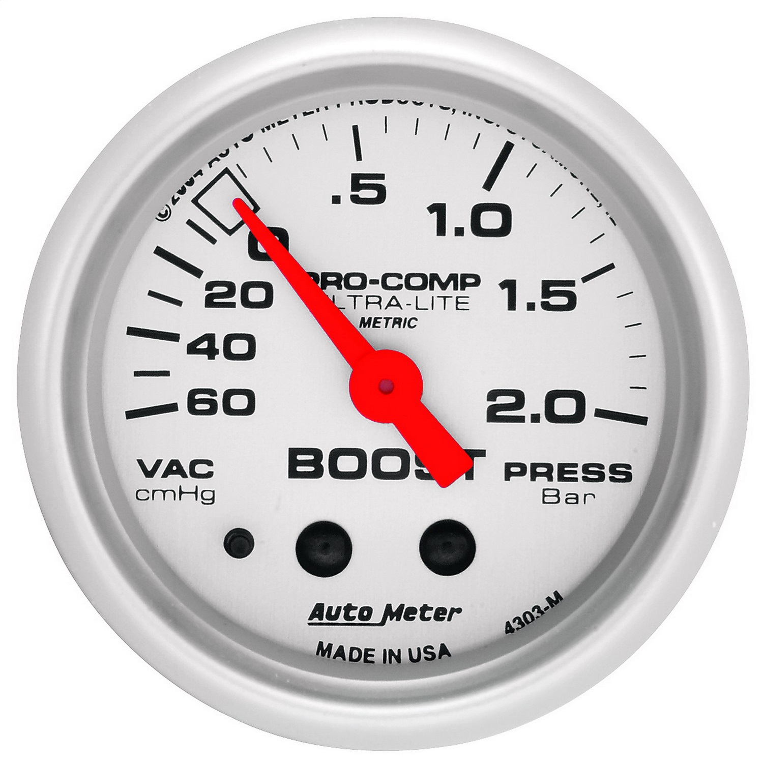 Auto Meter Auto Meter 4303-M Ultra-Lite; Mechanical Boost/Vacuum Gauge