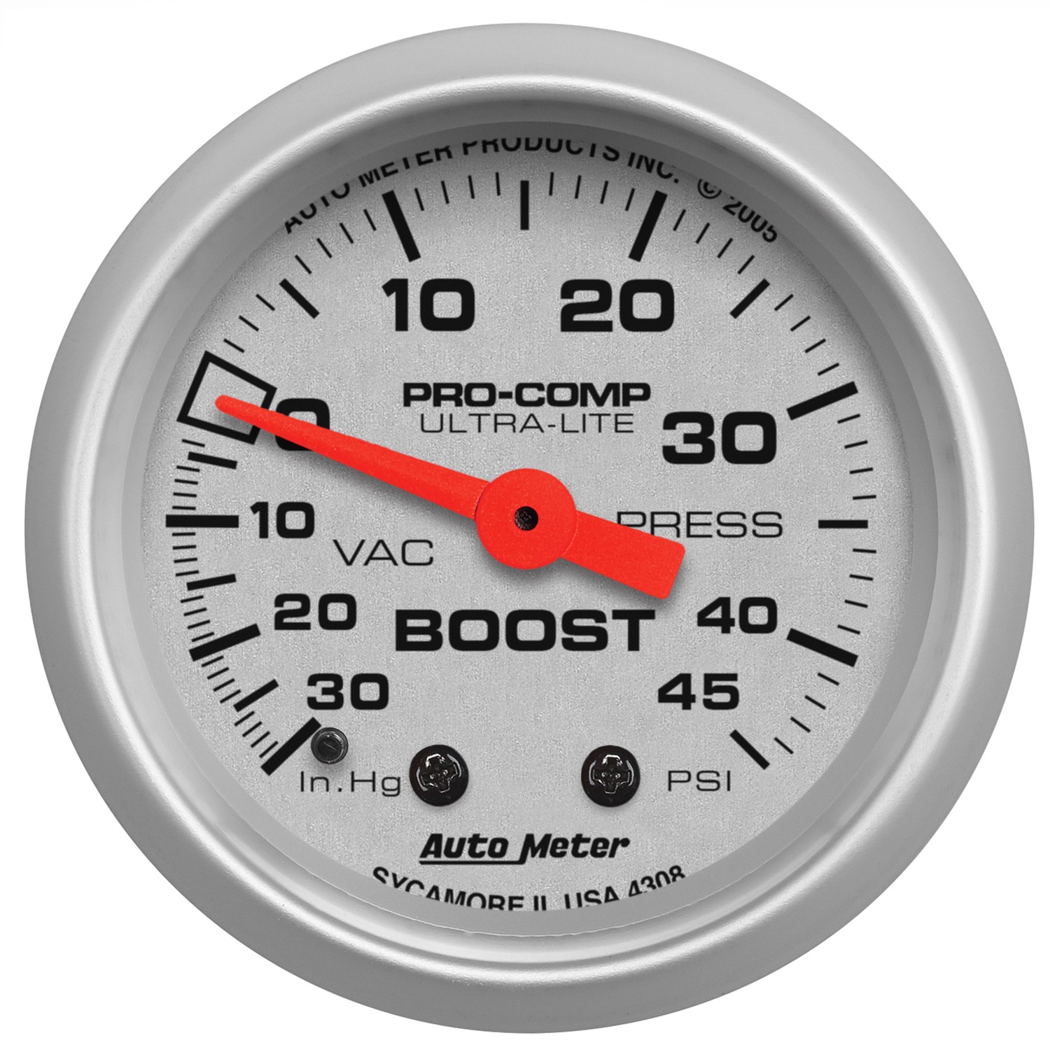Auto Meter Auto Meter 4308 Ultra-Lite; Mechanical Boost/Vacuum Gauge