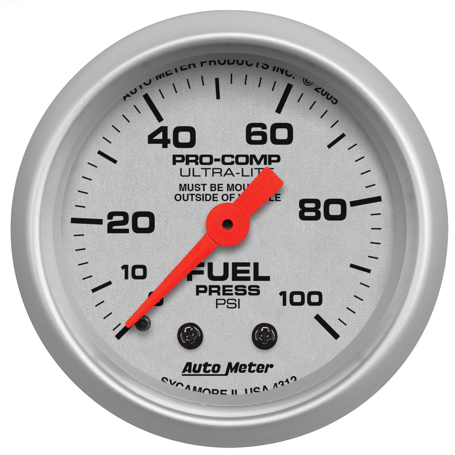 Auto Meter Auto Meter 4312 Ultra-Lite; Mechanical Fuel Pressure Gauge