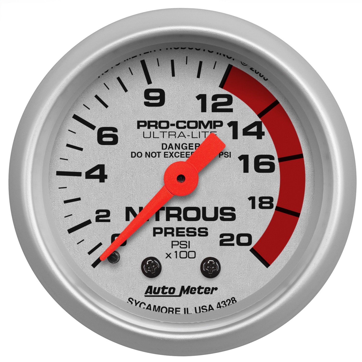 Auto Meter Auto Meter 4328 Ultra-Lite; Mechanical Nitrous Pressure Gauge