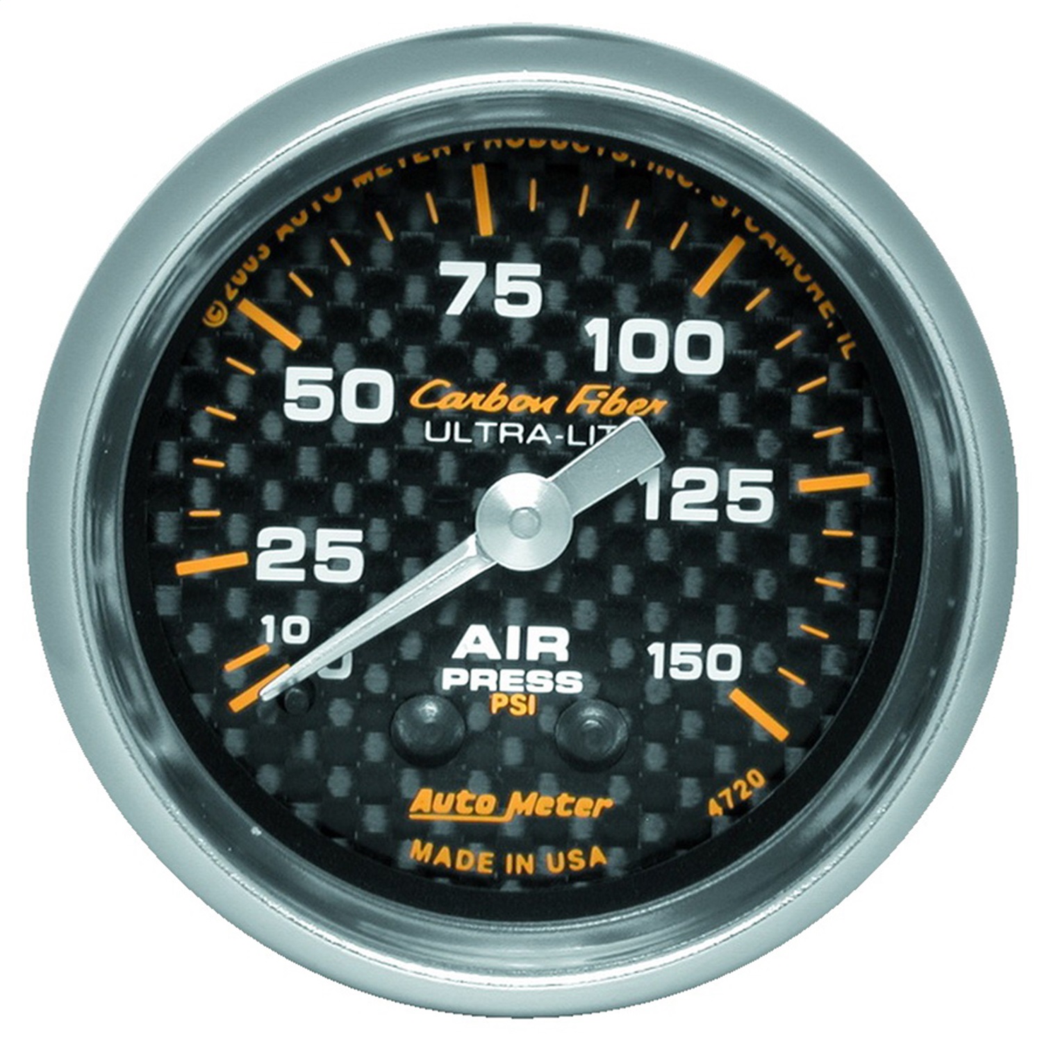 Auto Meter Auto Meter 4720 Carbon Fiber; Mechanical Air Pressure Gauge