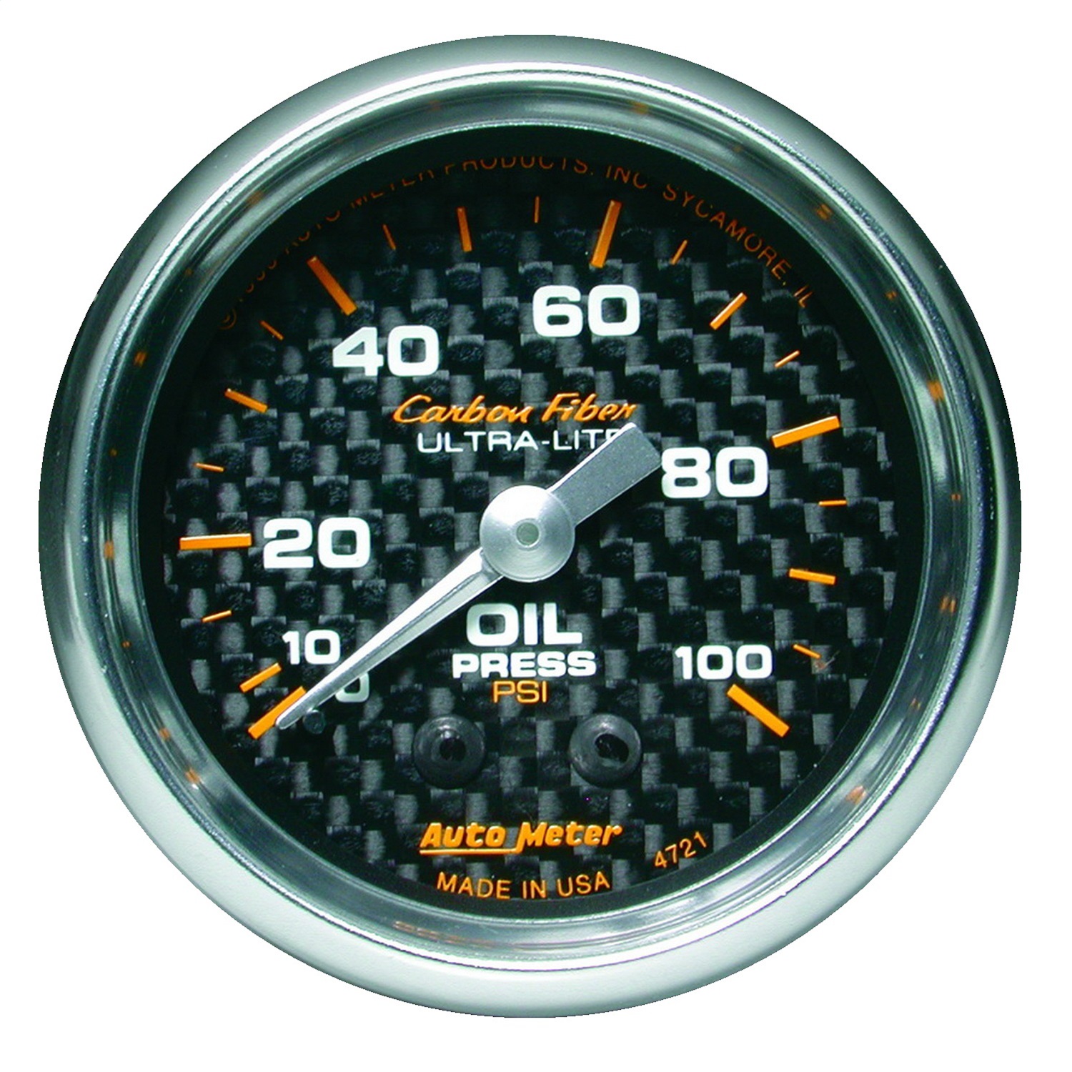 Auto Meter Auto Meter 4721 Carbon Fiber; Mechanical Oil Pressure Gauge