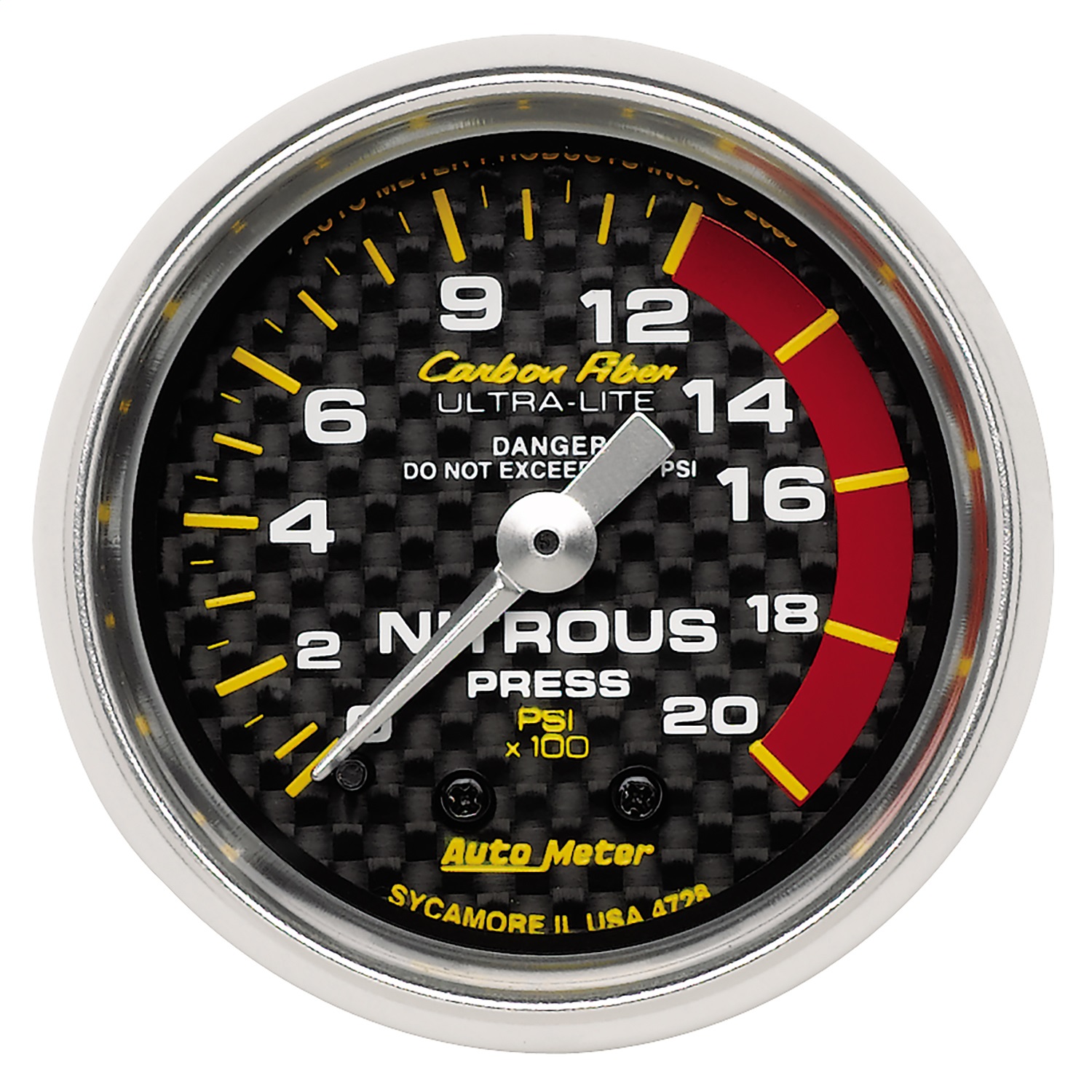 Auto Meter Auto Meter 4728 Carbon Fiber; Mechanical Nitrous Pressure Gauge
