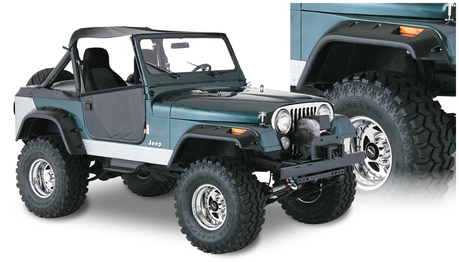 Bushwacker Bushwacker 10910-07 Cut-Out Fender Flares 56-86 CJ6 CJ6A CJ7