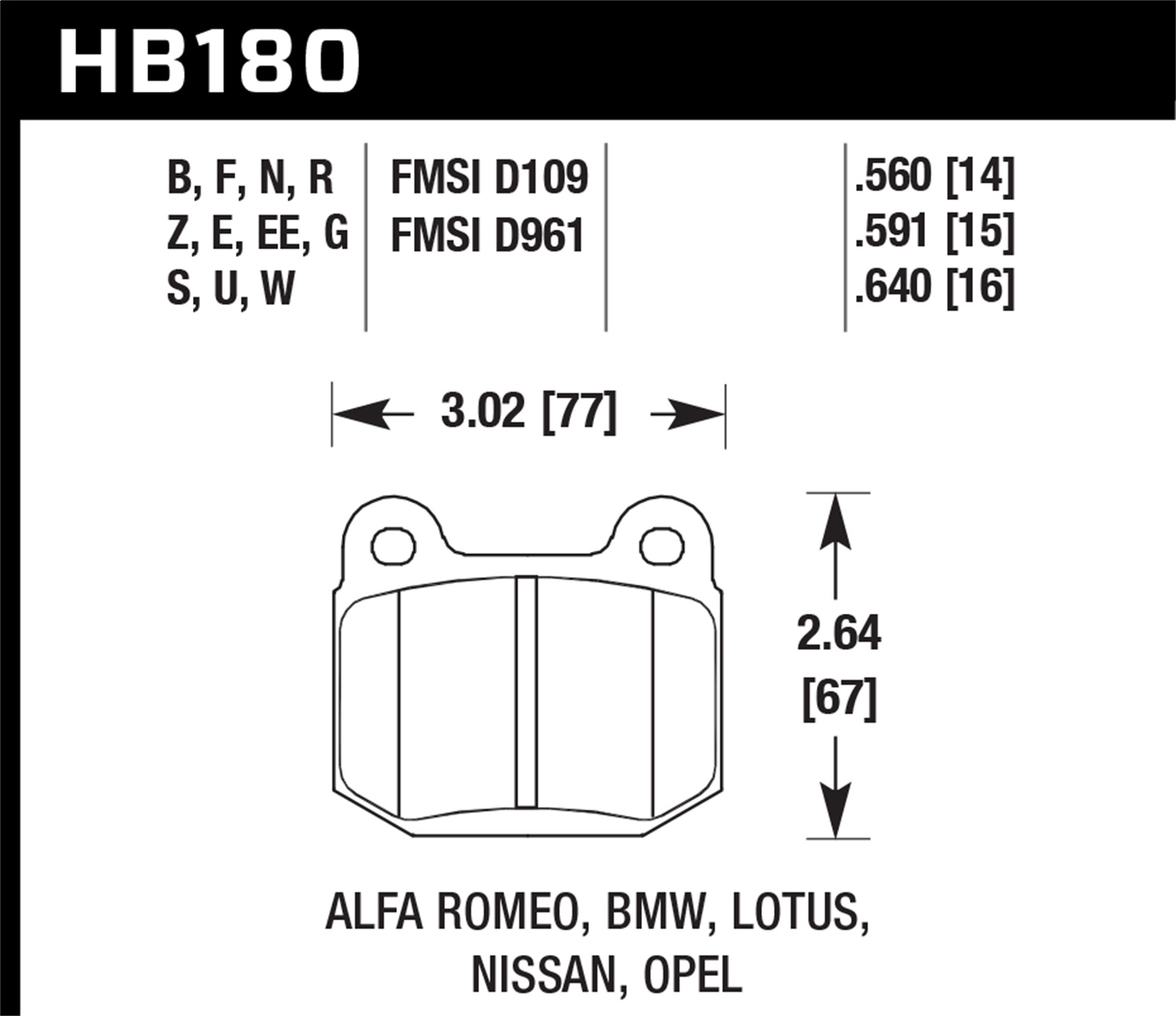 Hawk Performance Hawk Performance HB180Z.560 Disc Brake Pad