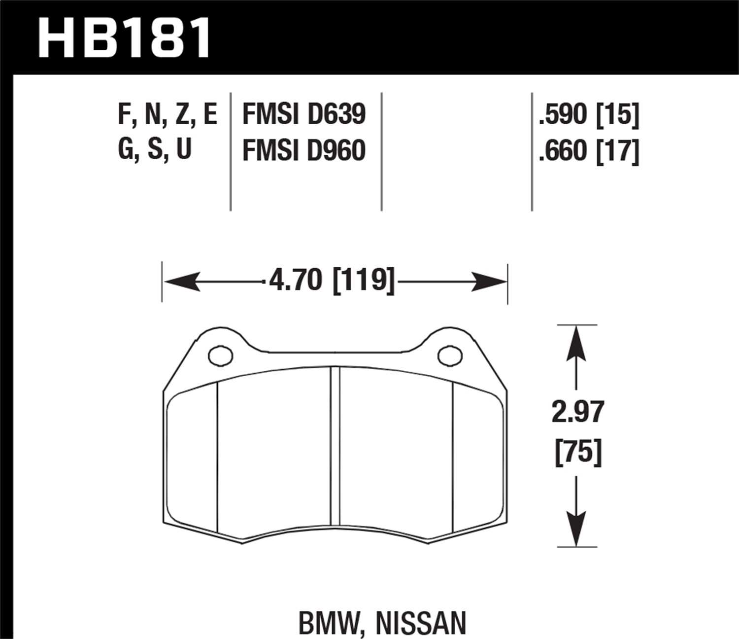 Hawk Performance Hawk Performance HB181F.590 Disc Brake Pad Fits 94-04 840Ci 850Ci RSX Skyline