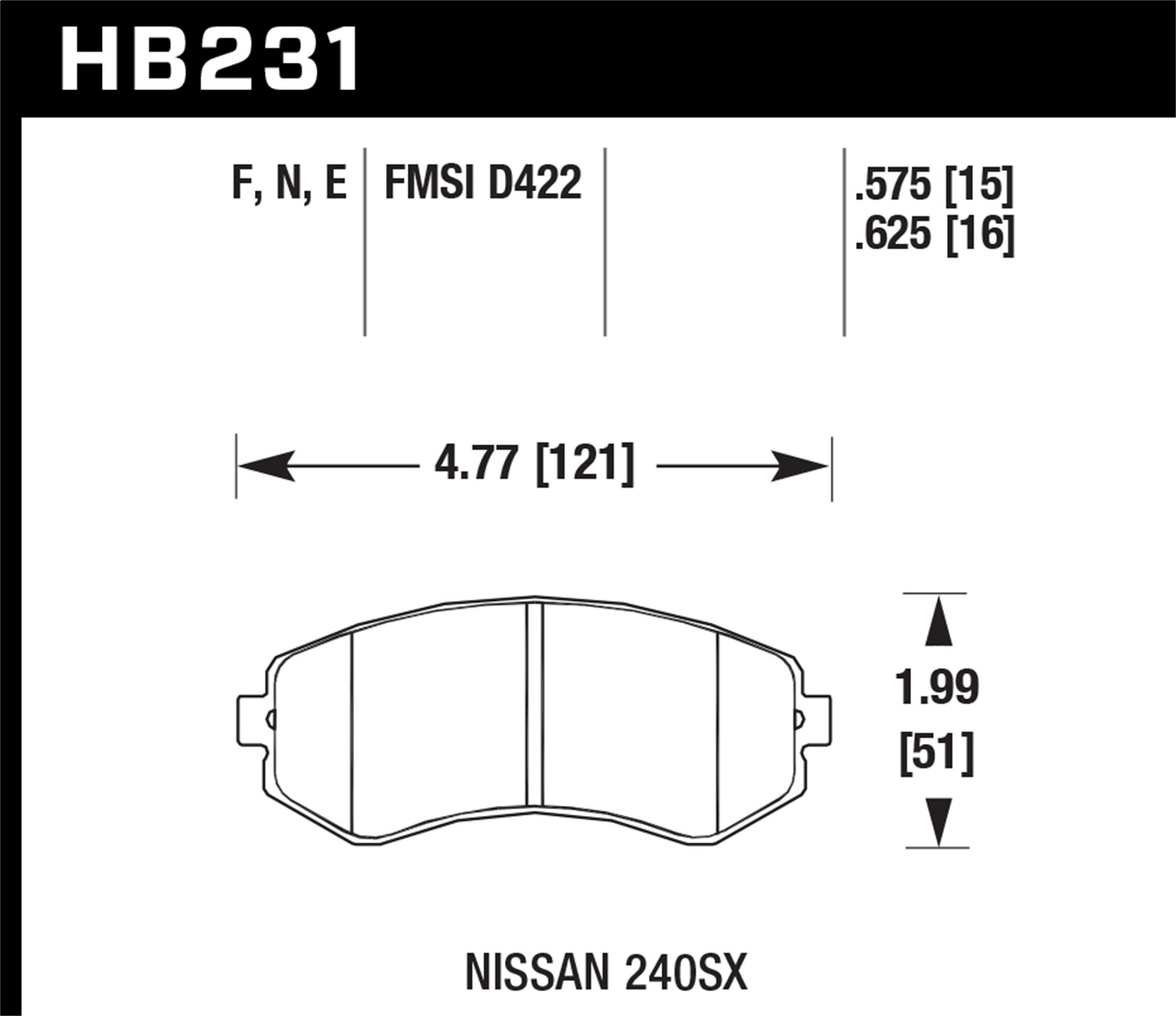 Hawk Performance Hawk Performance HB231F.625 Disc Brake Pad Fits 89-96 240SX