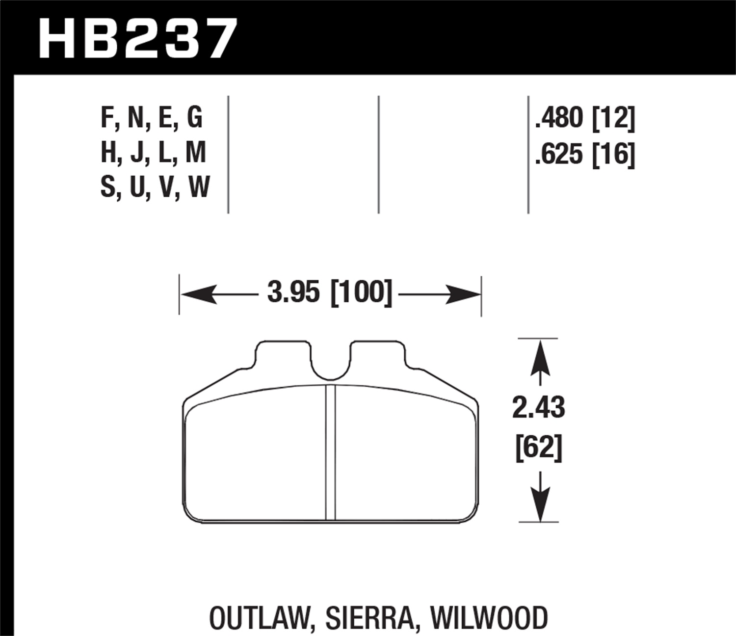 Hawk Performance Hawk Performance HB237V.625 Disc Brake Pad