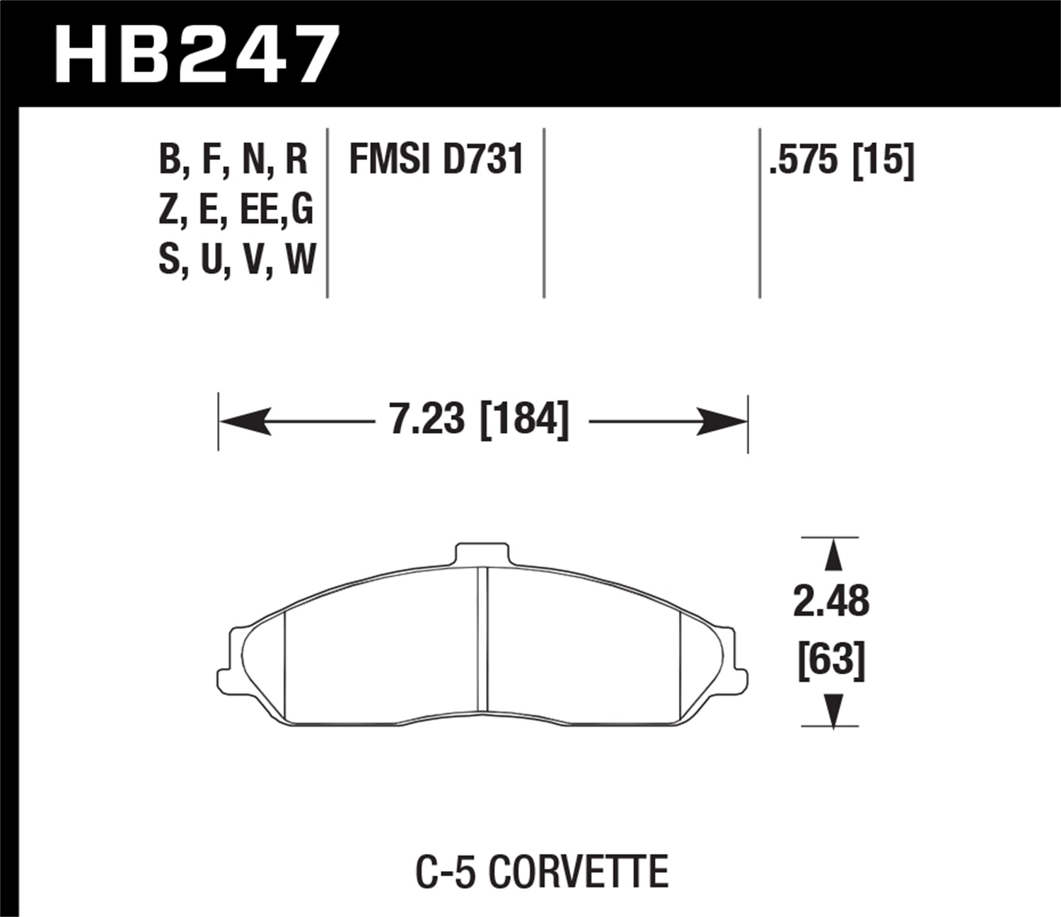 Hawk Performance Hawk Performance HB247F.575 Disc Brake Pad Fits 97-13 Corvette GTO XLR
