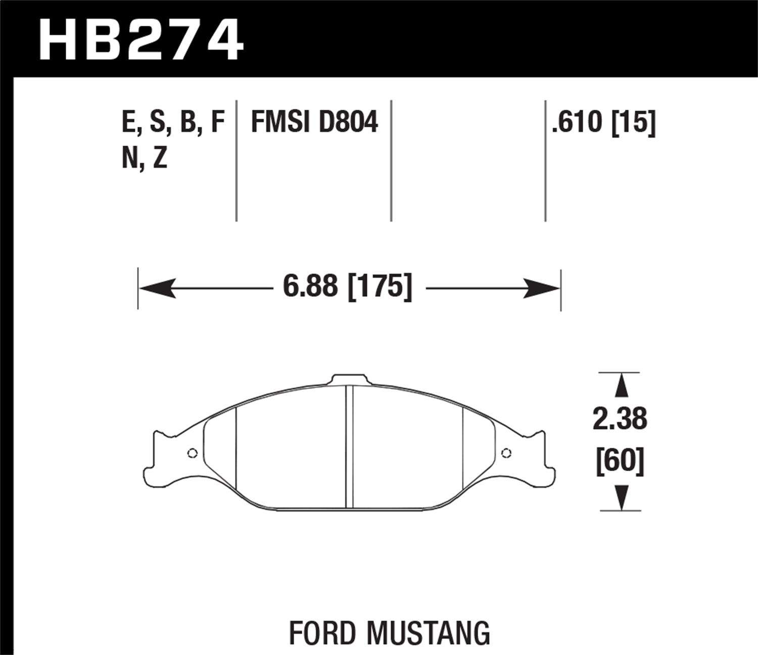 Hawk Performance Hawk Performance HB274F.610 Disc Brake Pad Fits 99-04 Mustang