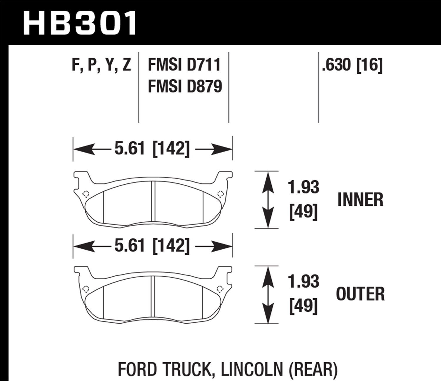 Hawk Performance Hawk Performance HB301Y.630 Disc Brake Pad
