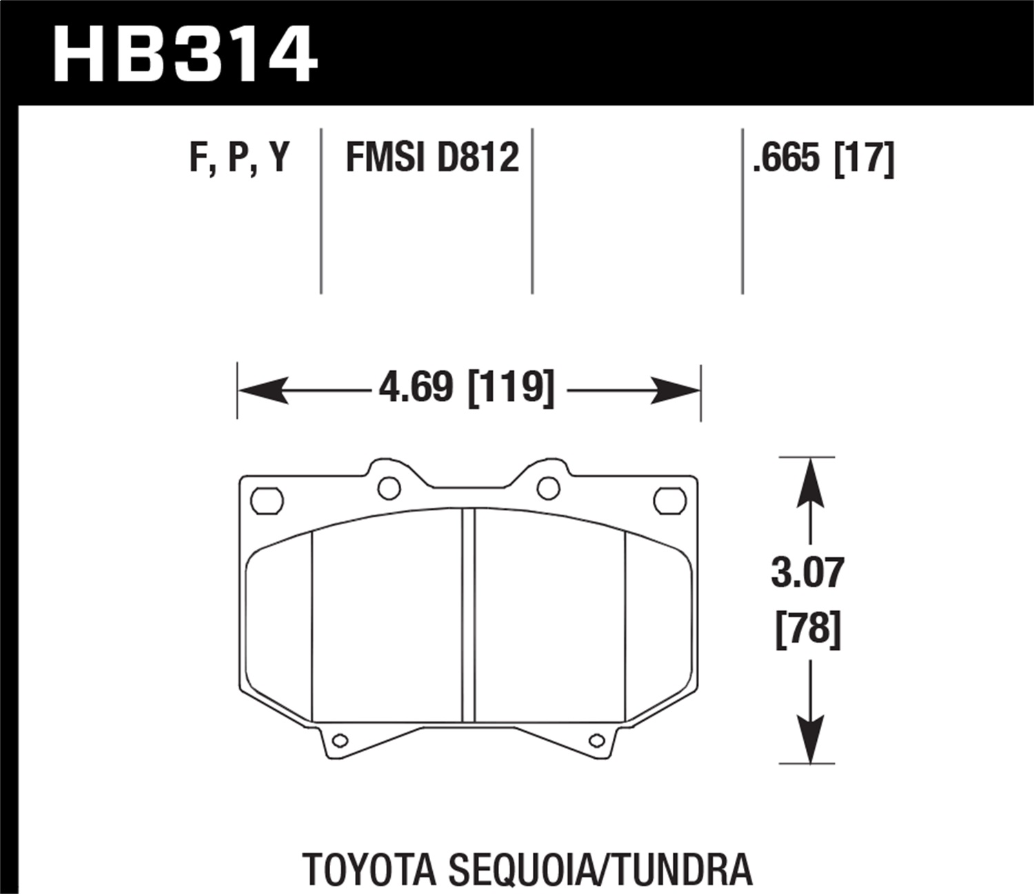 Hawk Performance Hawk Performance HB314Y.665 Disc Brake Pad Fits 00-03 Sequoia Tundra