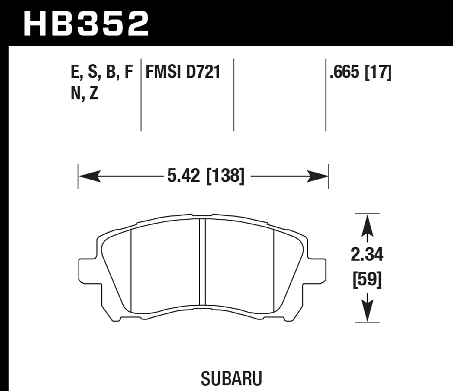 Hawk Performance Hawk Performance HB352F.665 Disc Brake Pad Fits 97-02 Forester Impreza Legacy