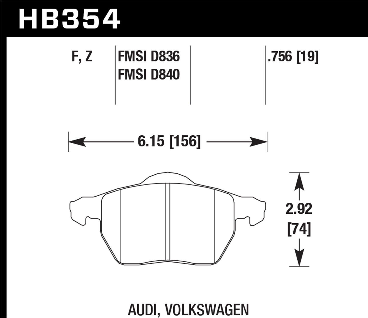 Hawk Performance Hawk Performance HB354F.756A Disc Brake Pad Fits 9-5 A4 A4 Quattro A6 Passat