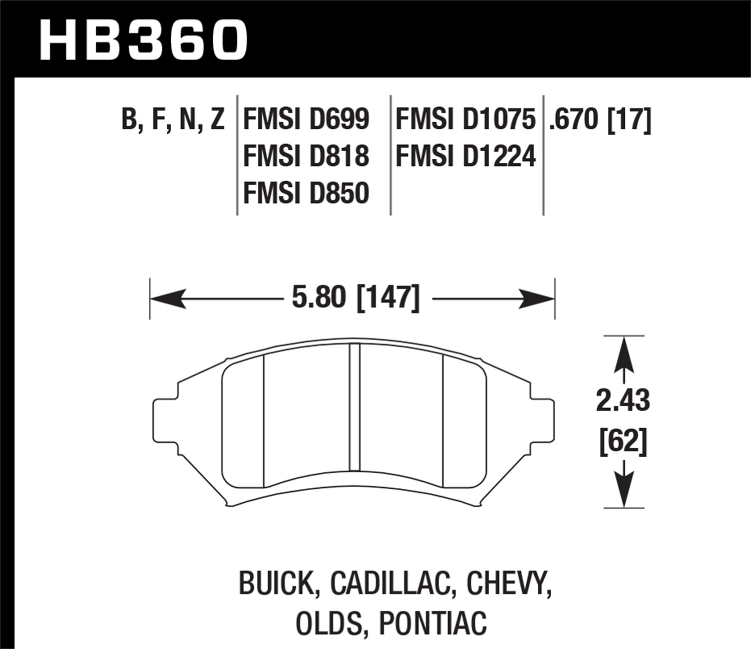 Hawk Performance Hawk Performance HB360F.670 Disc Brake Pad