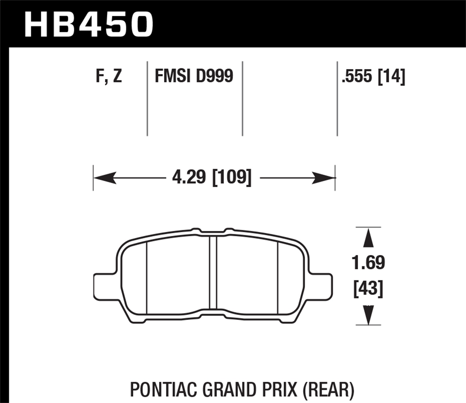 Hawk Performance Hawk Performance HB450F.555 Disc Brake Pad Fits 04-13 Grand Prix Impala LaCrosse