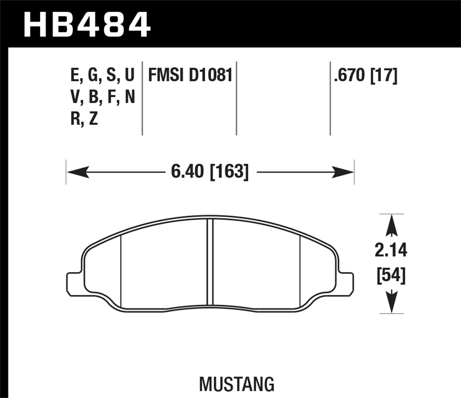 Hawk Performance Hawk Performance HB484Z.670 Disc Brake Pad Fits 05-14 Mustang