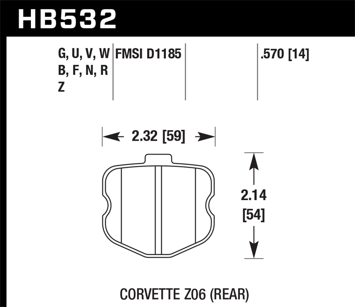 Hawk Performance Hawk Performance HB532F.570 Disc Brake Pad Fits 06-13 Corvette