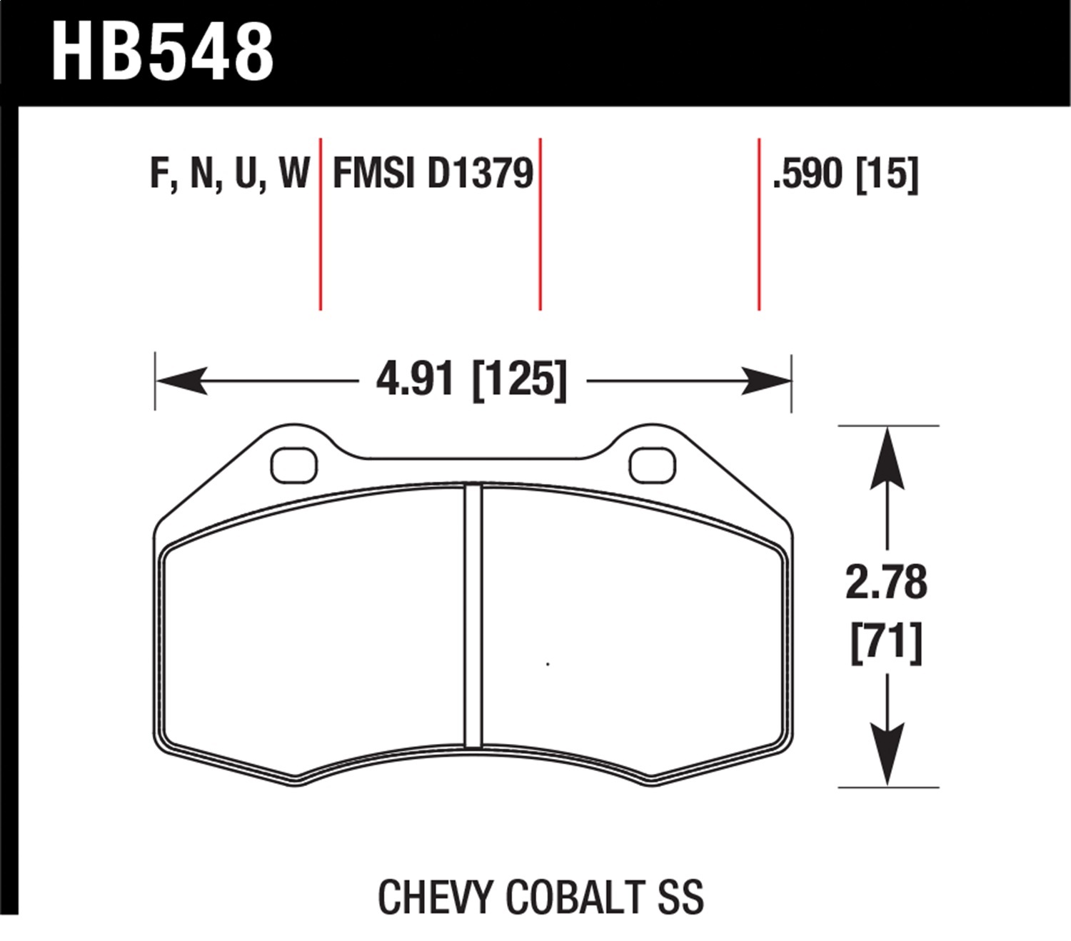 Hawk Performance Hawk Performance HB548F.590 Disc Brake Pad Fits 07-10 Cobalt HHR