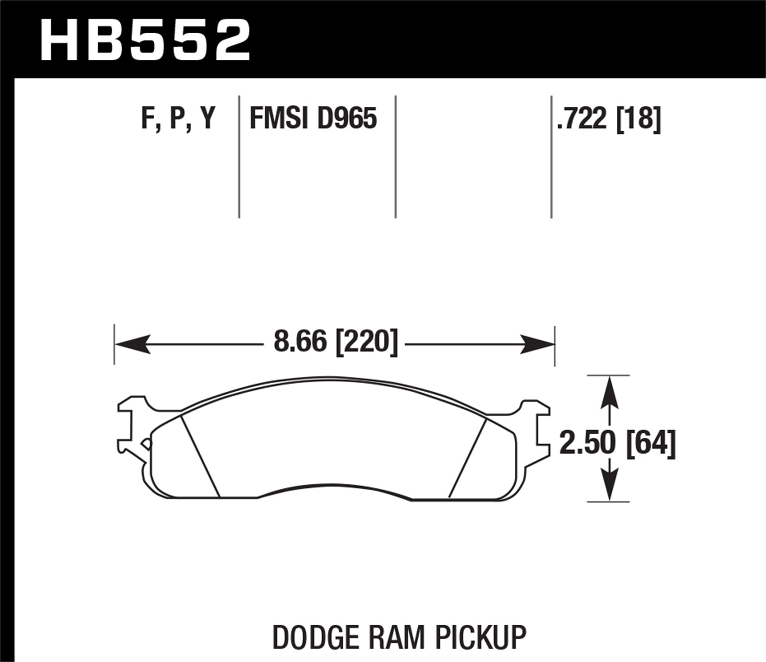 Hawk Performance Hawk Performance HB552P.722 Disc Brake Pad Fits 03-08 Ram 1500 Ram 2500 Ram 3500