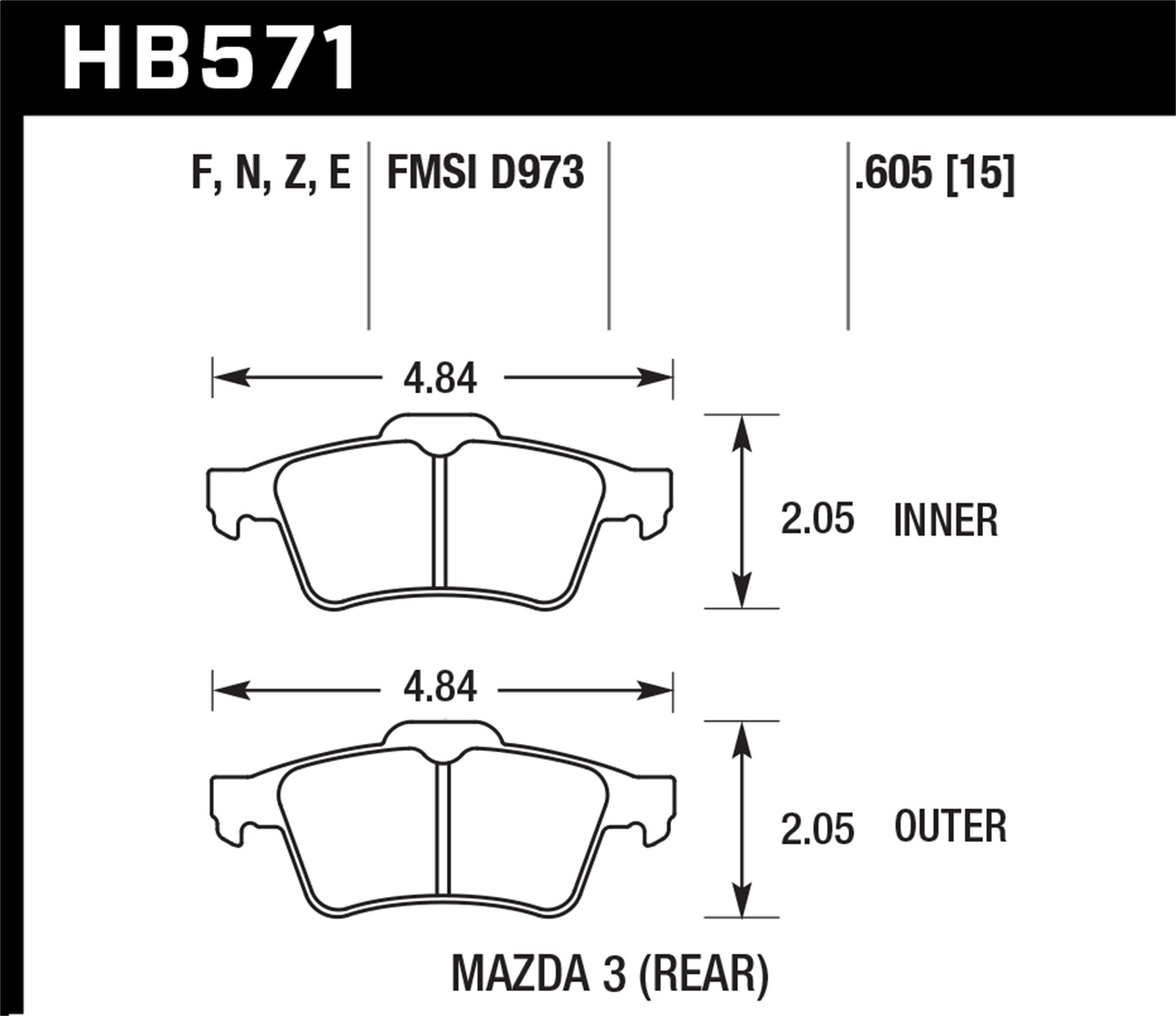 Hawk Performance Hawk Performance HB571F.605 Disc Brake Pad Fits 04-07 3 5 S40