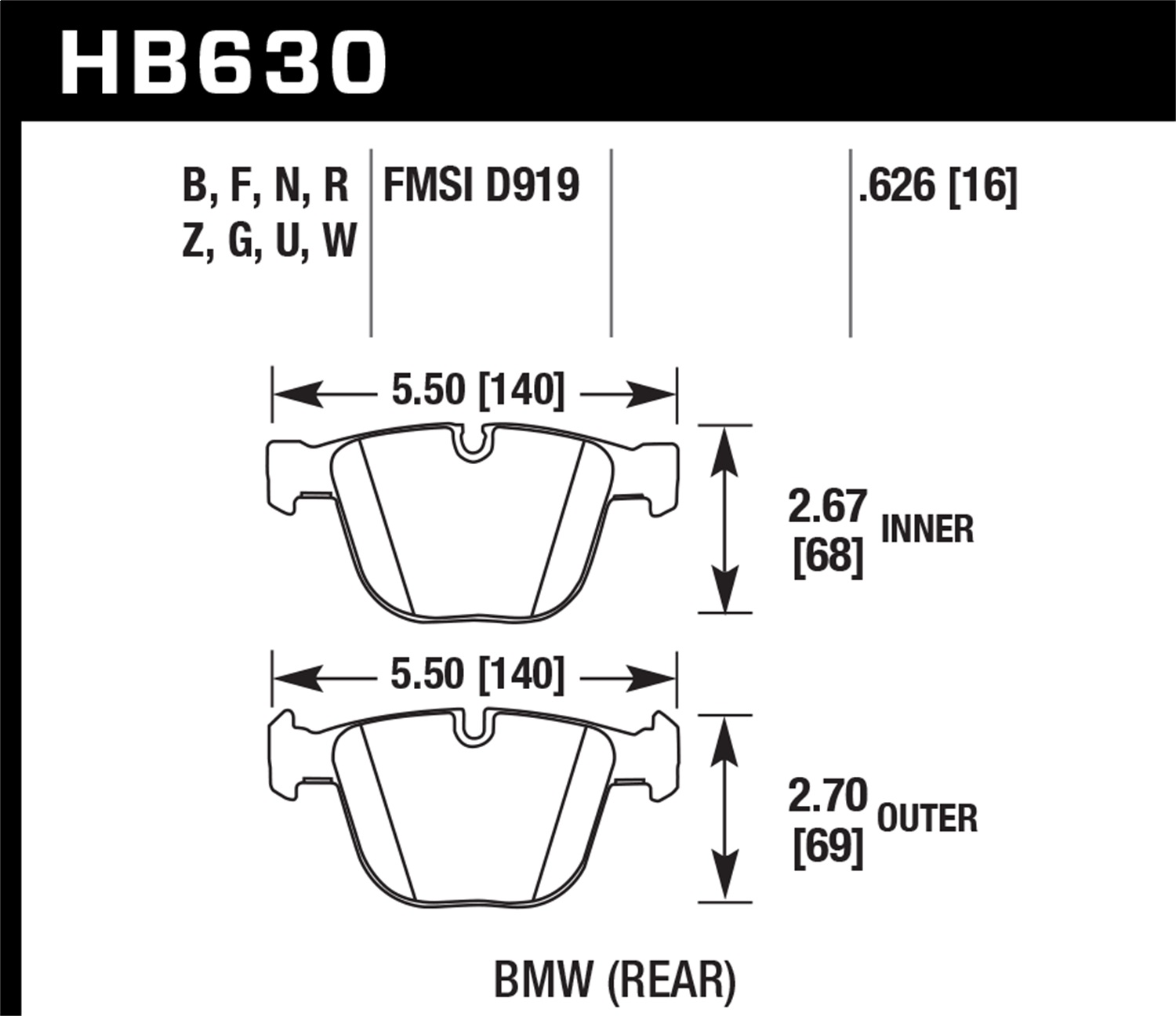 Hawk Performance Hawk Performance HB630Z.626 Disc Brake Pad