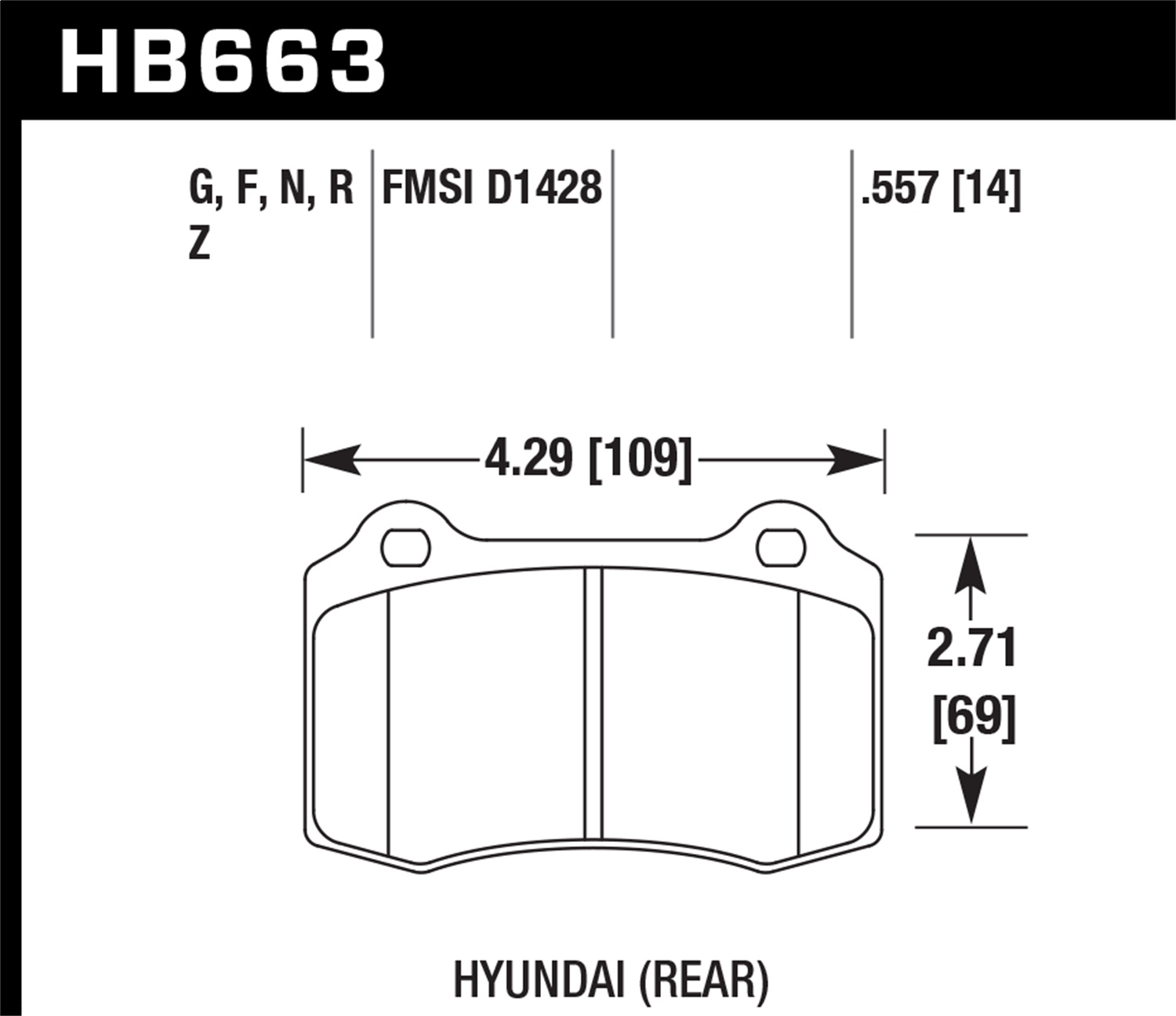 Hawk Performance Hawk Performance HB663F.557 Disc Brake Pad Fits 10-14 Genesis Coupe S