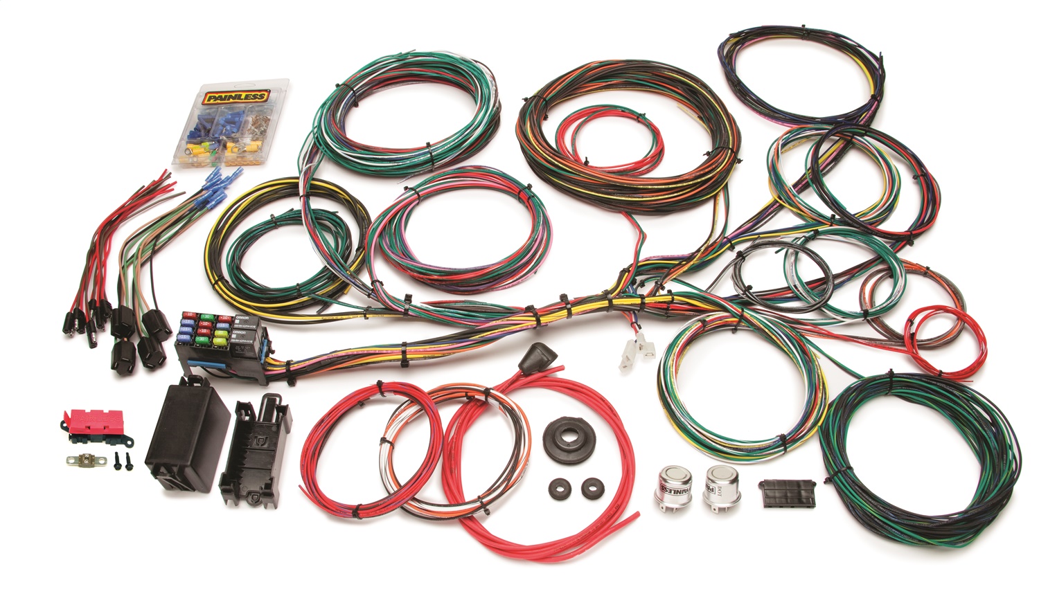 Painless Wiring Painless Wiring 10123 21 Circuit Customizable Ford Color Coded Chassis Harness