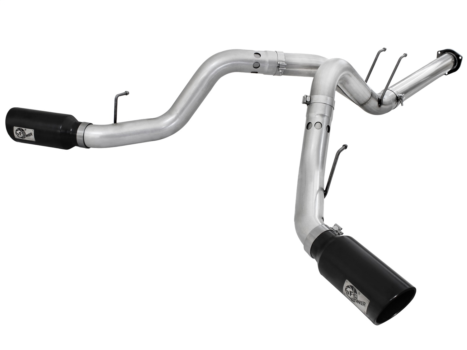 AFE ATLAS 4in Aluminized Steel DPF-Back Exhaust System w/Black Tip 49-03065-B