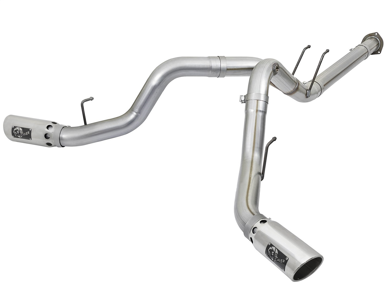 AFE ATLAS 4in Aluminized Steel DPF-Back Exhaust System w/Black Tip 49-03092-B