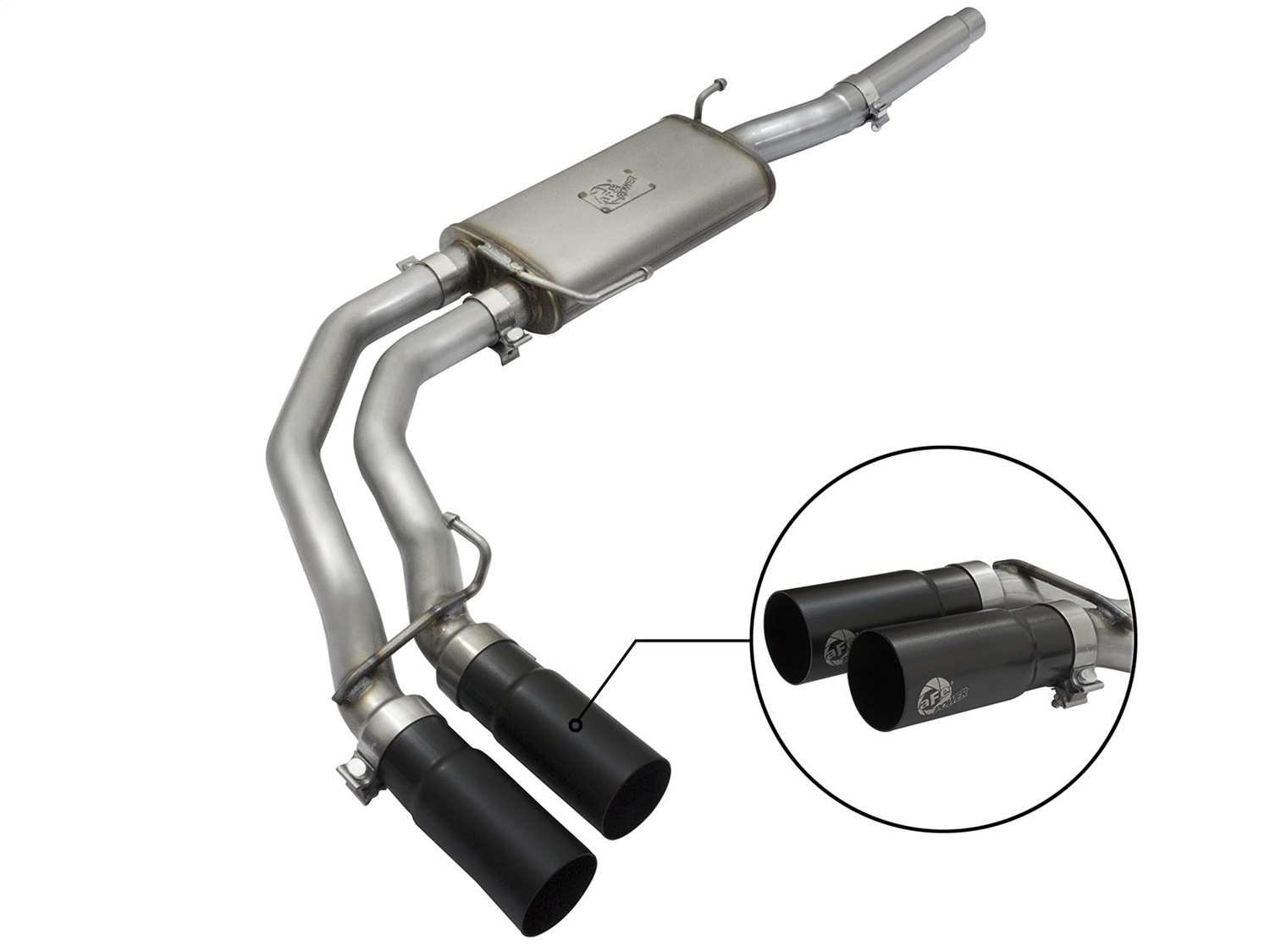 AFE3in to 2-1/2in Stainless Cat-Back Exhaust System w/Black Tip 49-43079-B