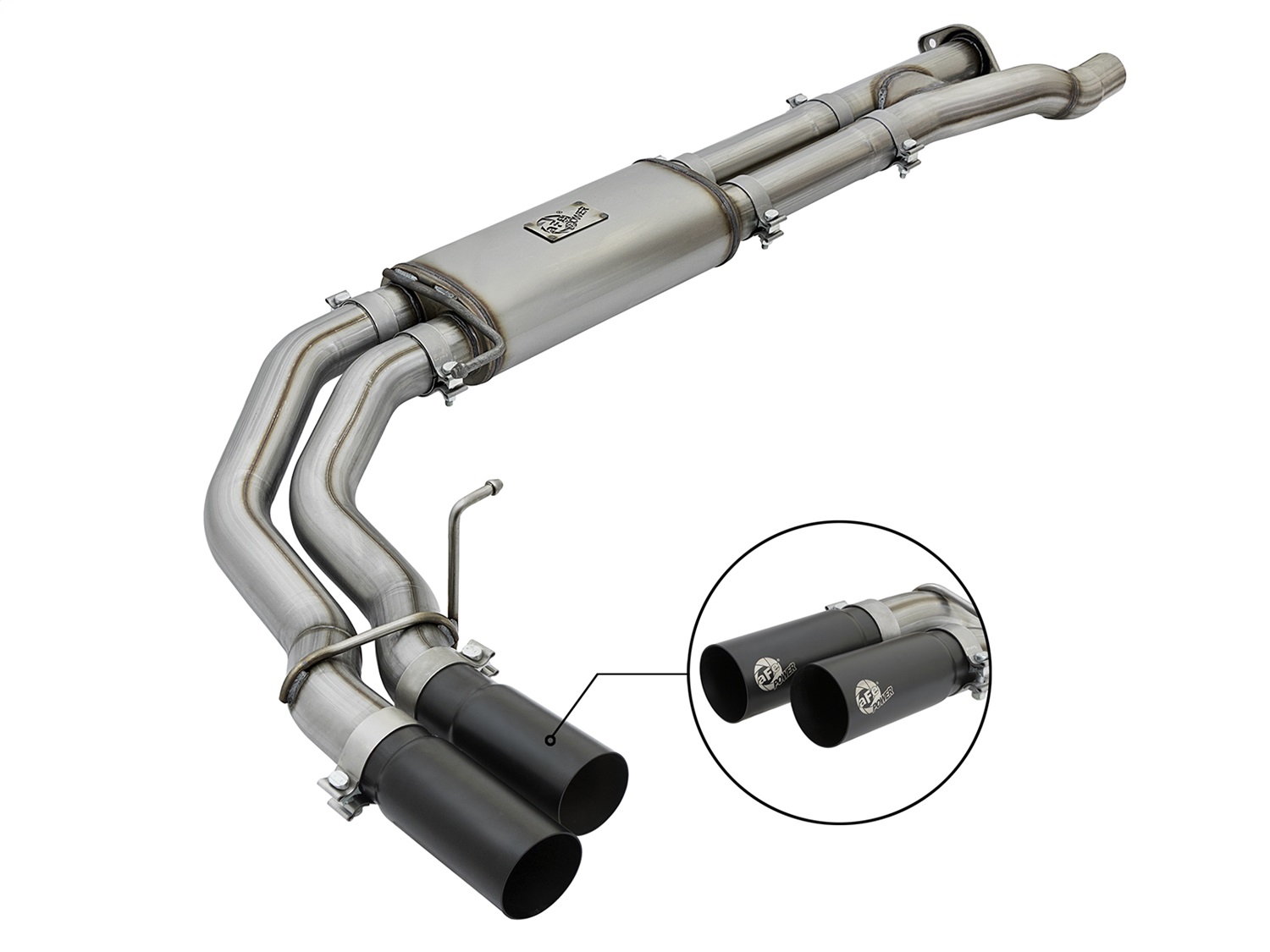 AFE Rebel Series 3in Cat-Back Exhaust System w/ Dual Mid-Side Exit - Black