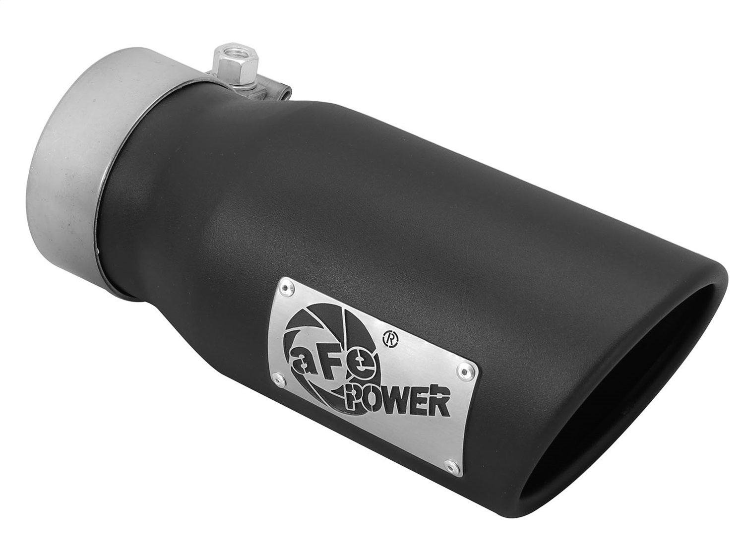 aFe 49T30401-B09 - Black Stainless Steel Angle Cut Diesel Exhaust Tip