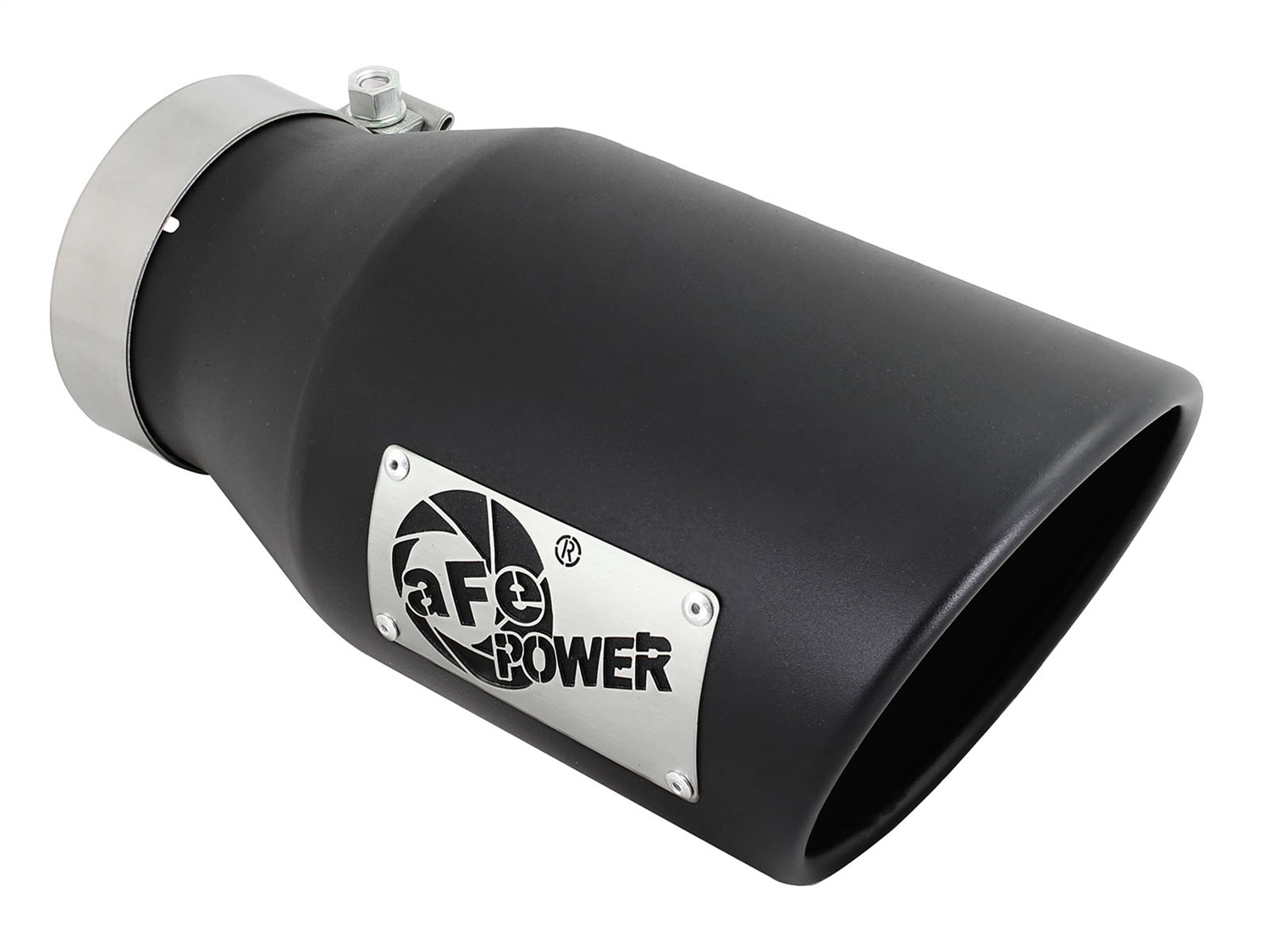 aFe 49T40601-B12 - Black Stainless Steel Angle Cut Diesel Exhaust Tip