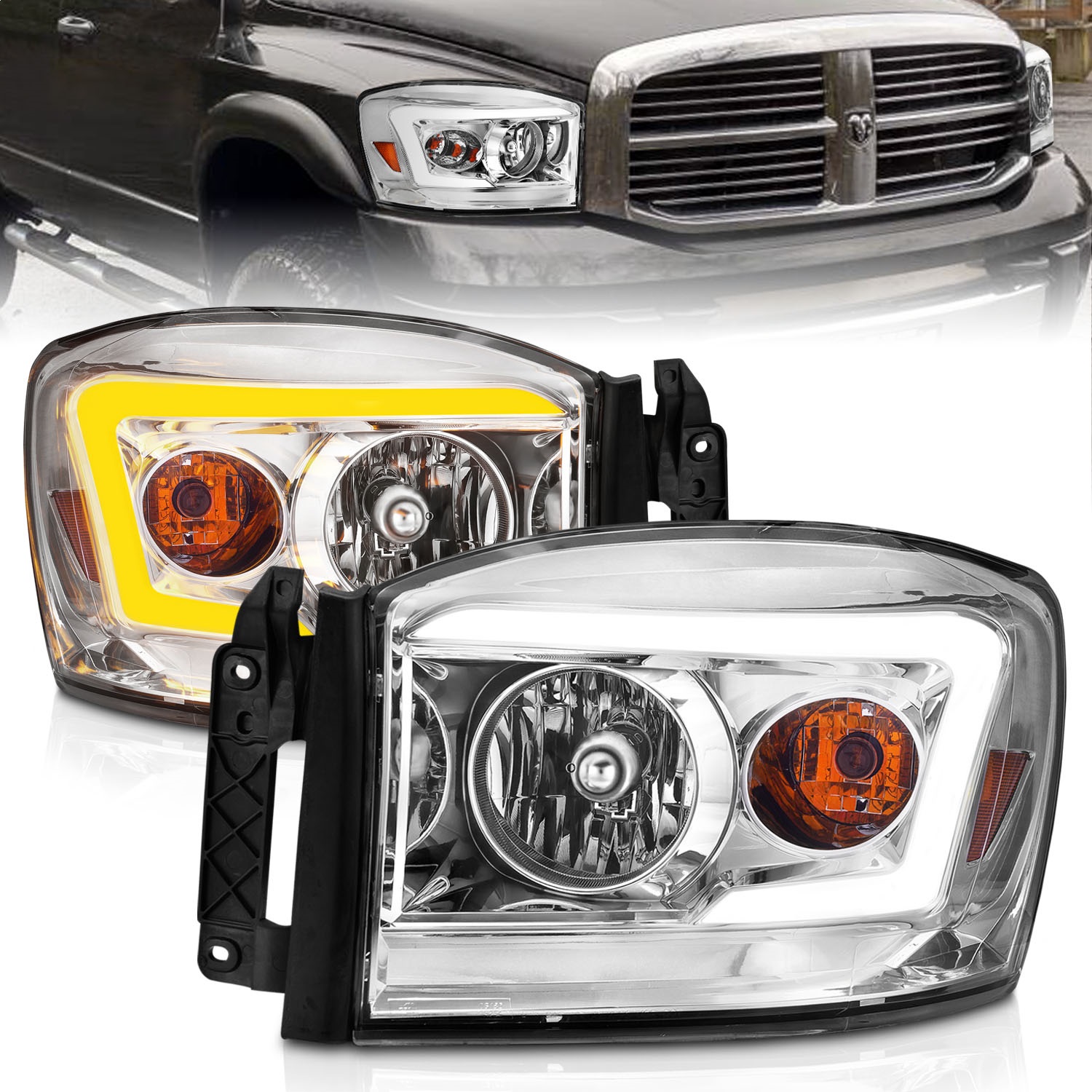 Anzo USA 111527 Crystal Headlight Set Fits 06-09 Ram 1500 Ram 2500 Ram 3500