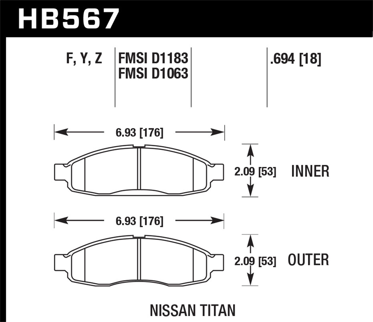 Hawk Performance HB567Y.694 Disc Brake Pads - Front