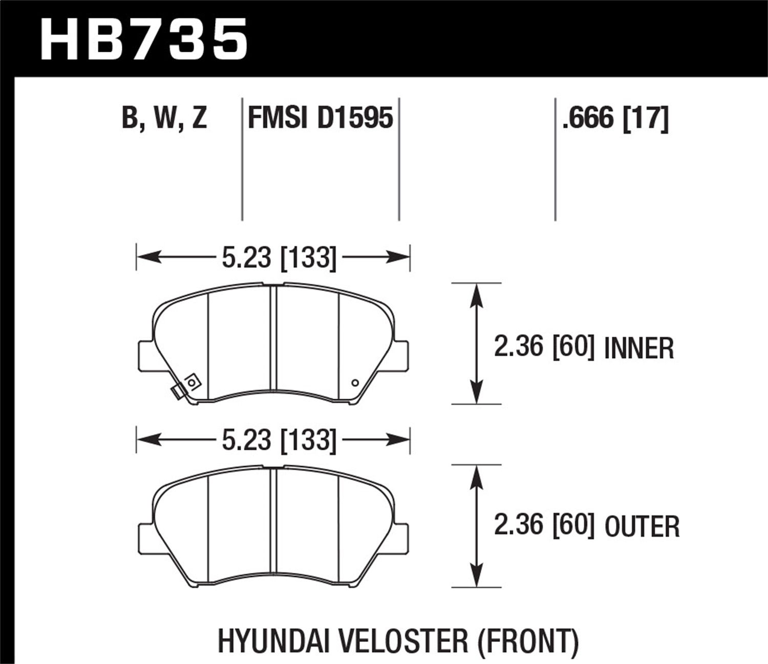 Hawk Performance HB735W.666 DTC-30 Disc Brake Pad