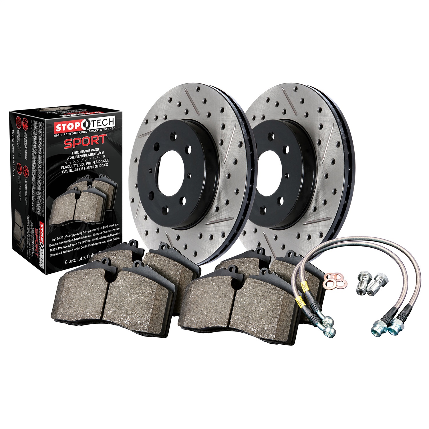 StopTech 978.33010R Sport Disc Brake Kit w/Cross-Drilled And Slotted Rotors