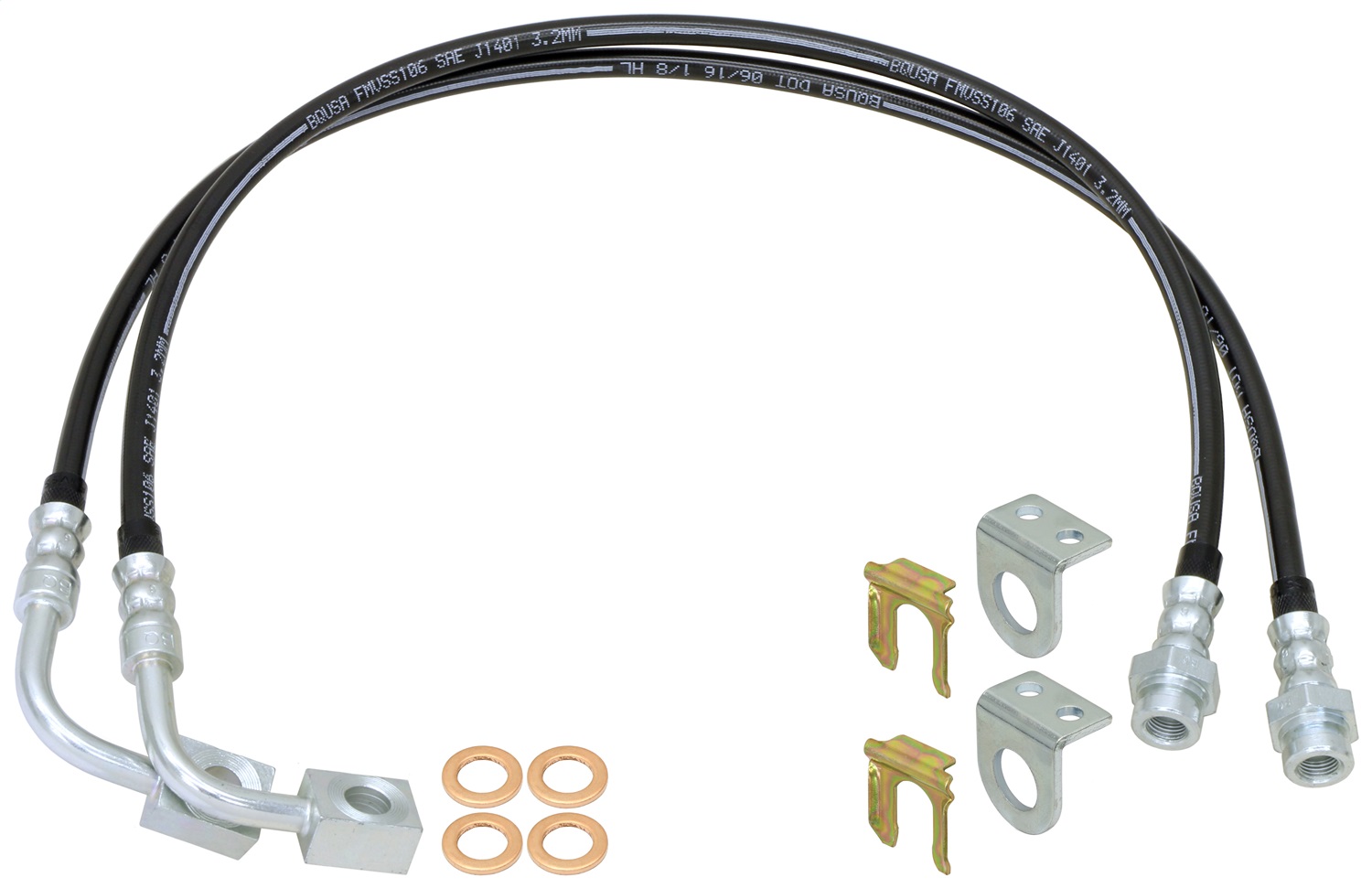 RockJock CE-9807FBLKL Brake Hose Kit Fits 07-18 Wrangler (JK)