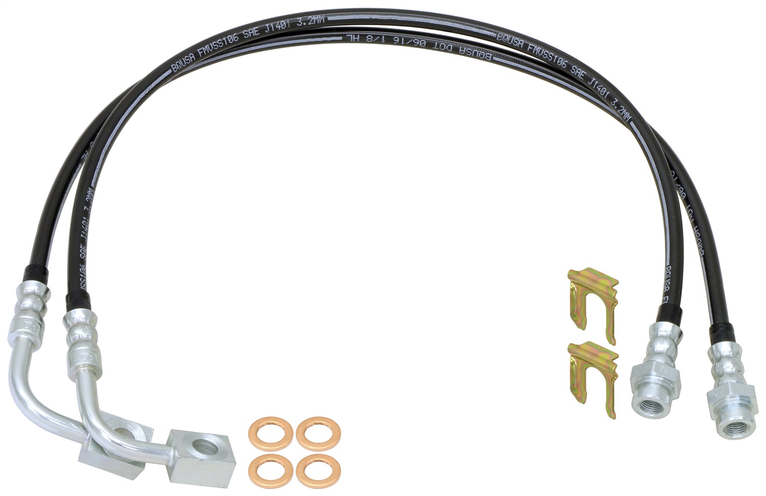 RockJock CE-9807RBLK Brake Hose Kit Fits 07-18 Wrangler (JK)