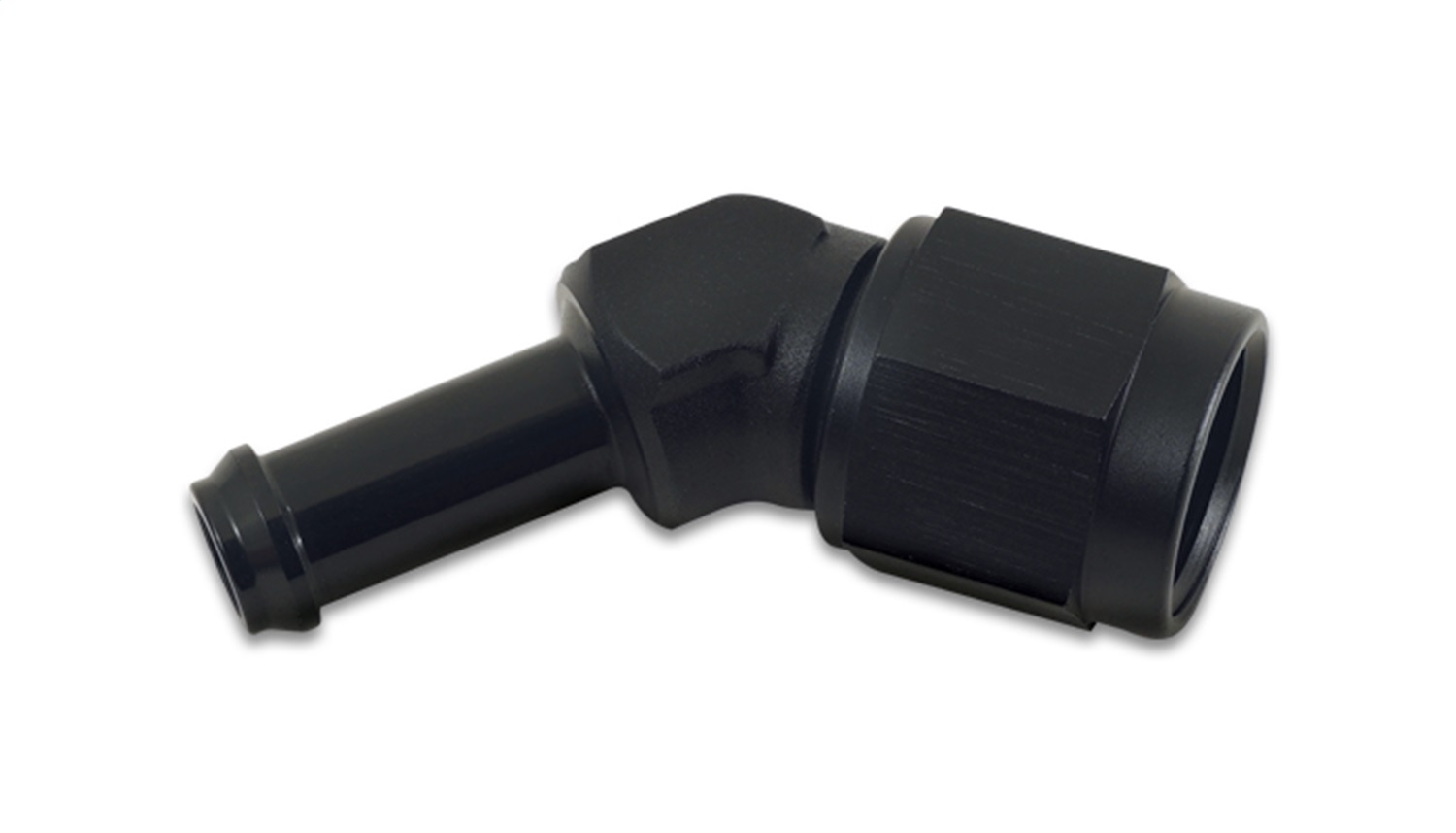 Vibrant Performance -8AN to 3/8in Hose Barb 45 Degree Adapter - Anodized Black